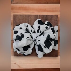 Big Tassel Bow Headband (Cow Print) 🐮